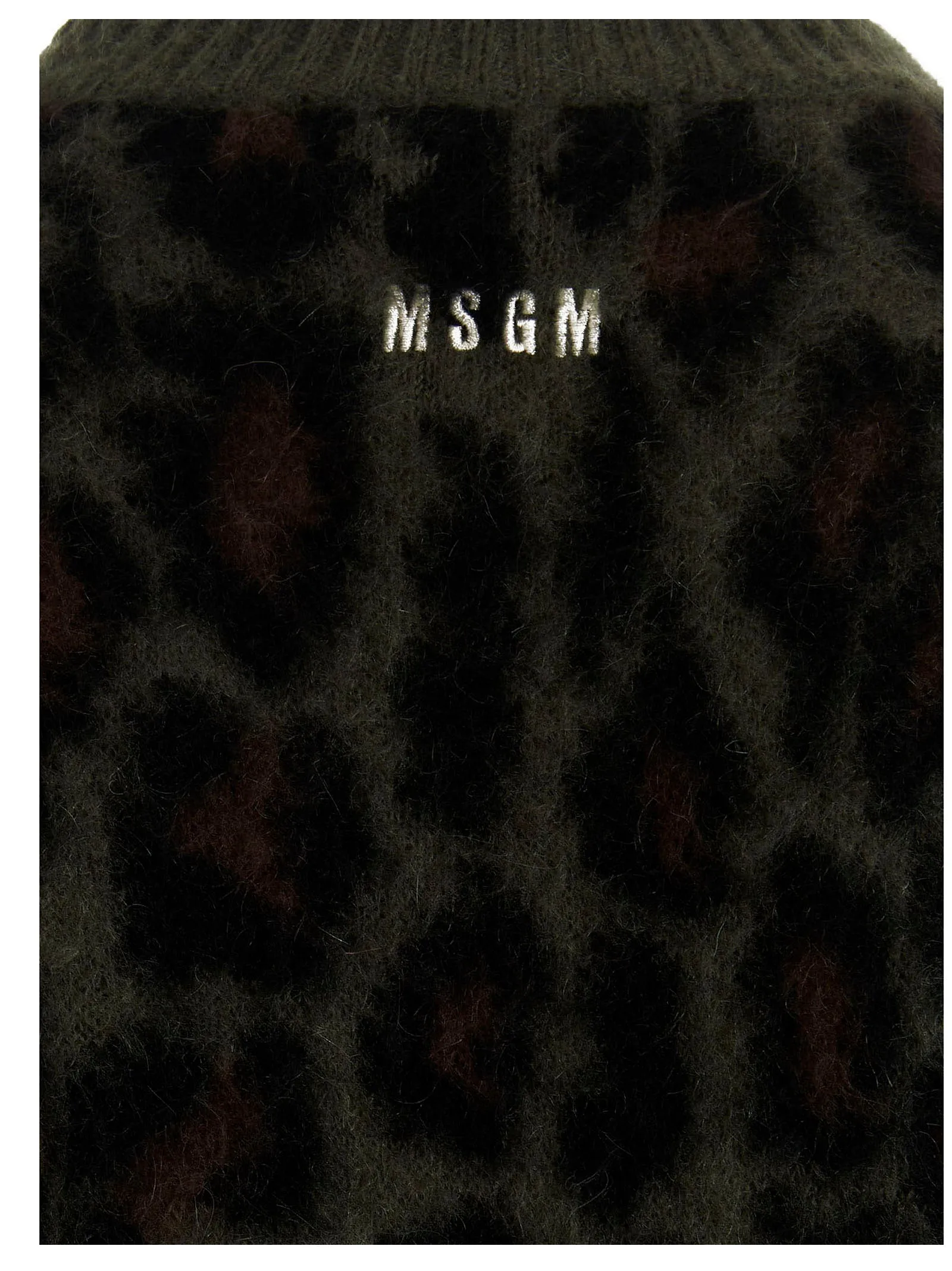 MSGM Animal Print Ribbed Hem Sweater