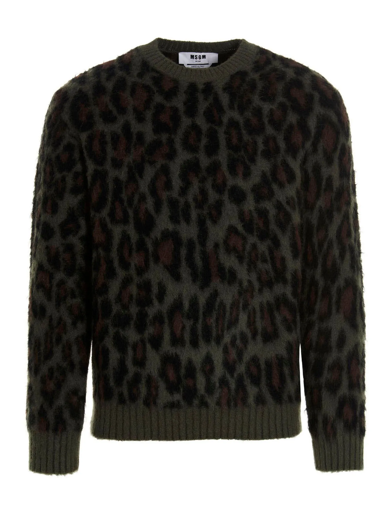 MSGM Animal Print Ribbed Hem Sweater