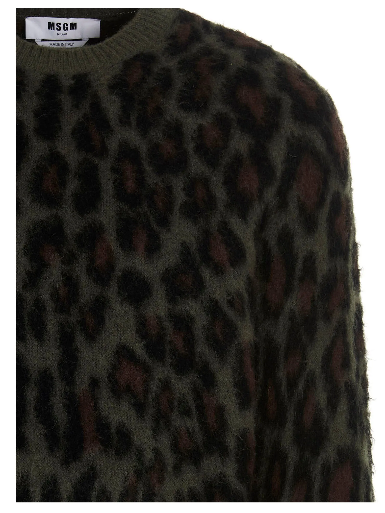MSGM Animal Print Ribbed Hem Sweater