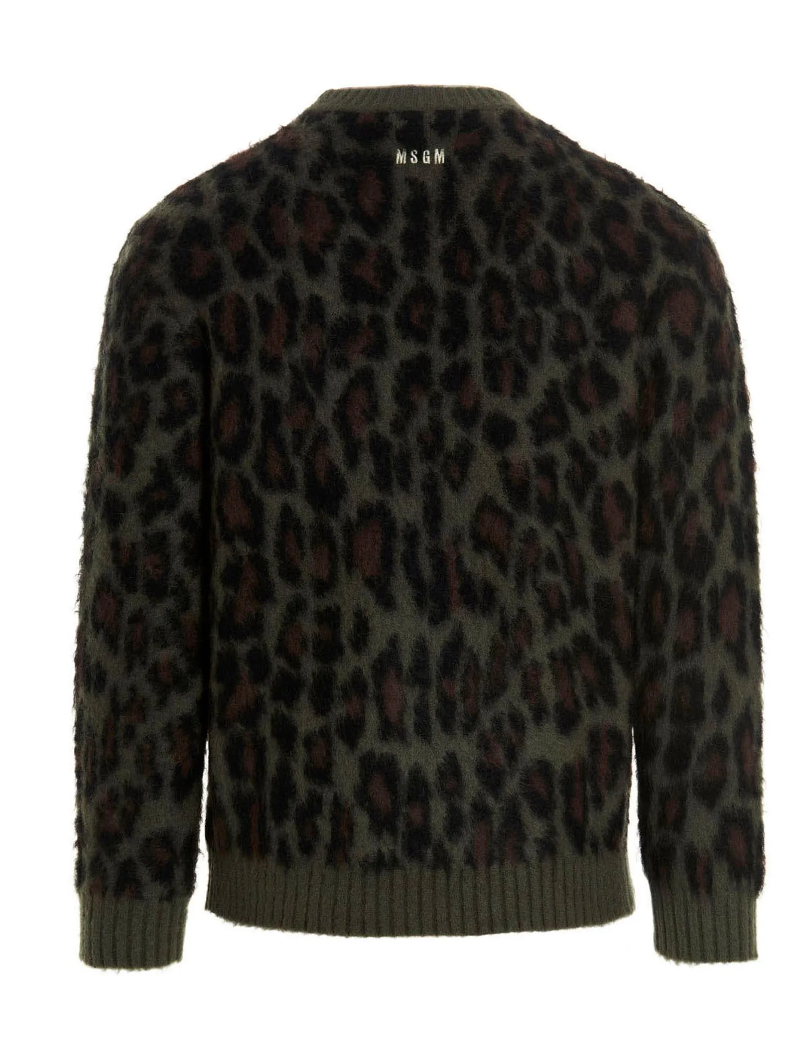MSGM Animal Print Ribbed Hem Sweater