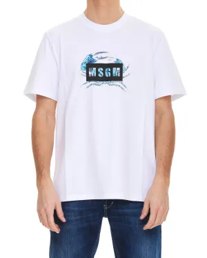 MSGM Crab Logo Printed Crewneck T-Shirt