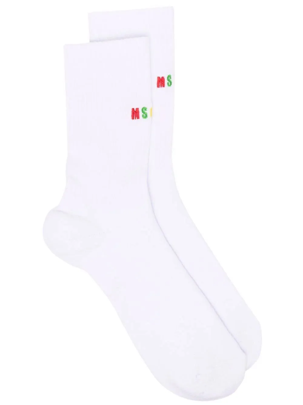 MSGM Logo Embroidered Ribbed Socks