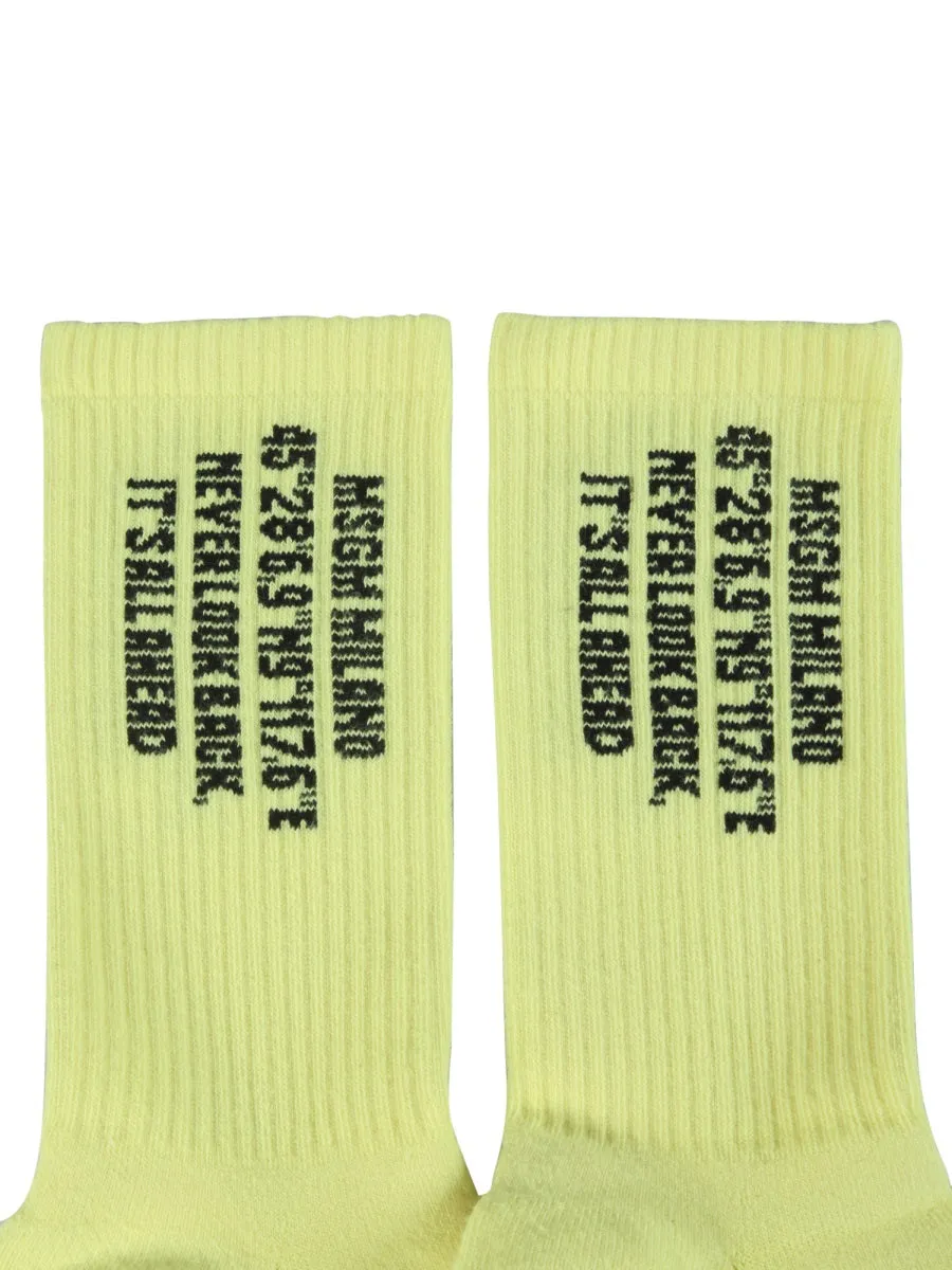 MSGM Logo Intarsia Crew Socks
