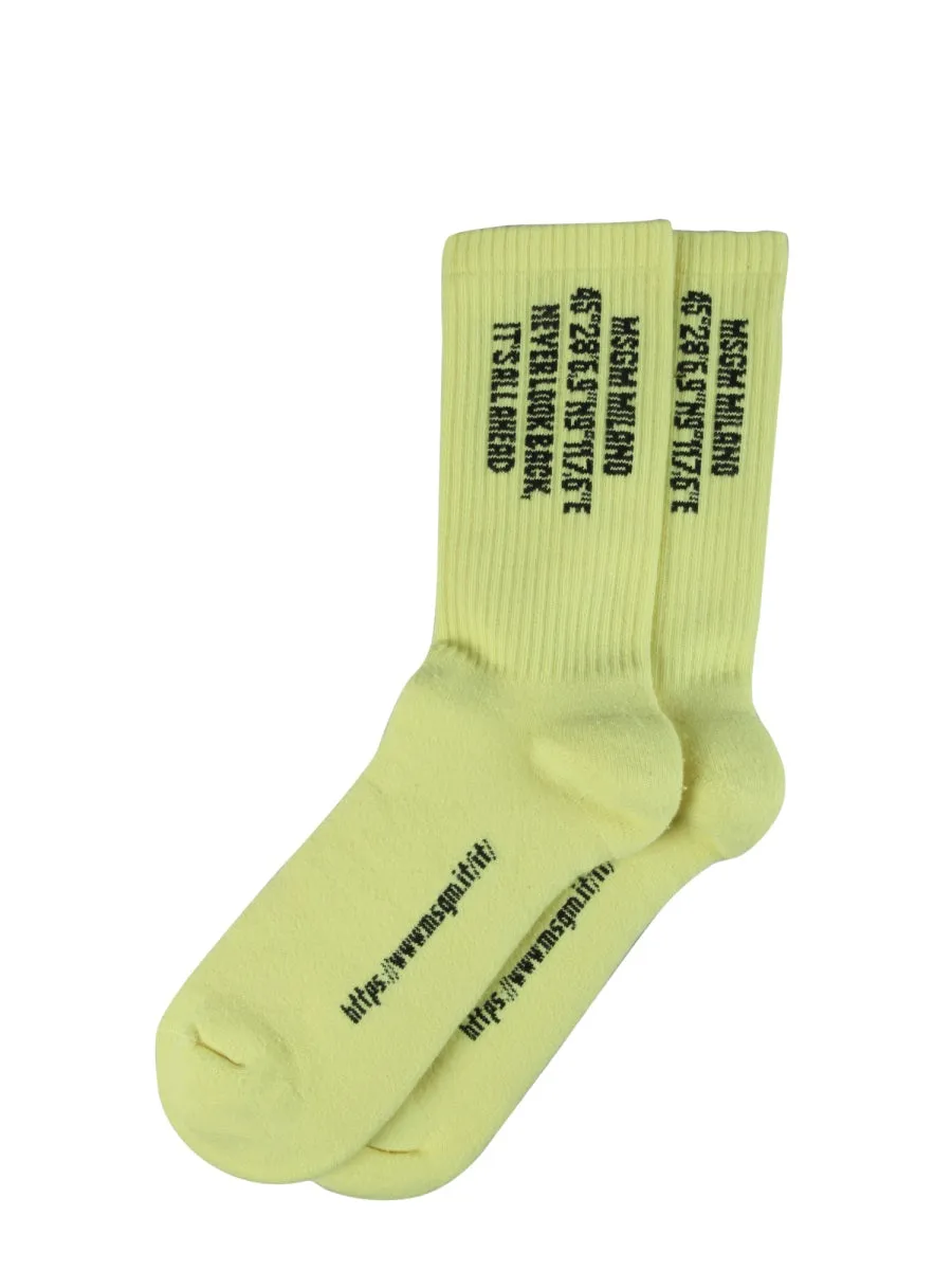 MSGM Logo Intarsia Crew Socks