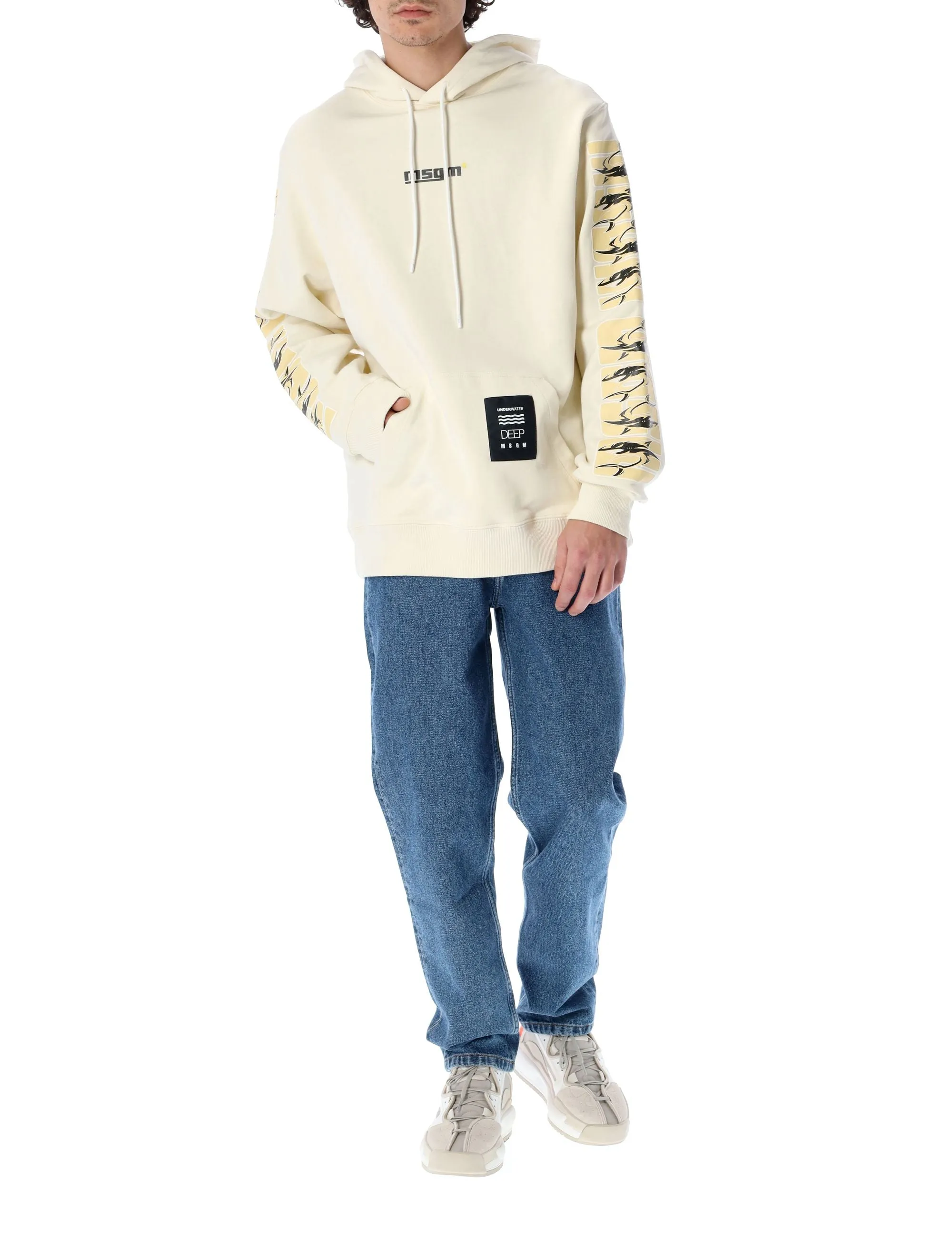 MSGM Logo Printed Long Sleeved Hoodie