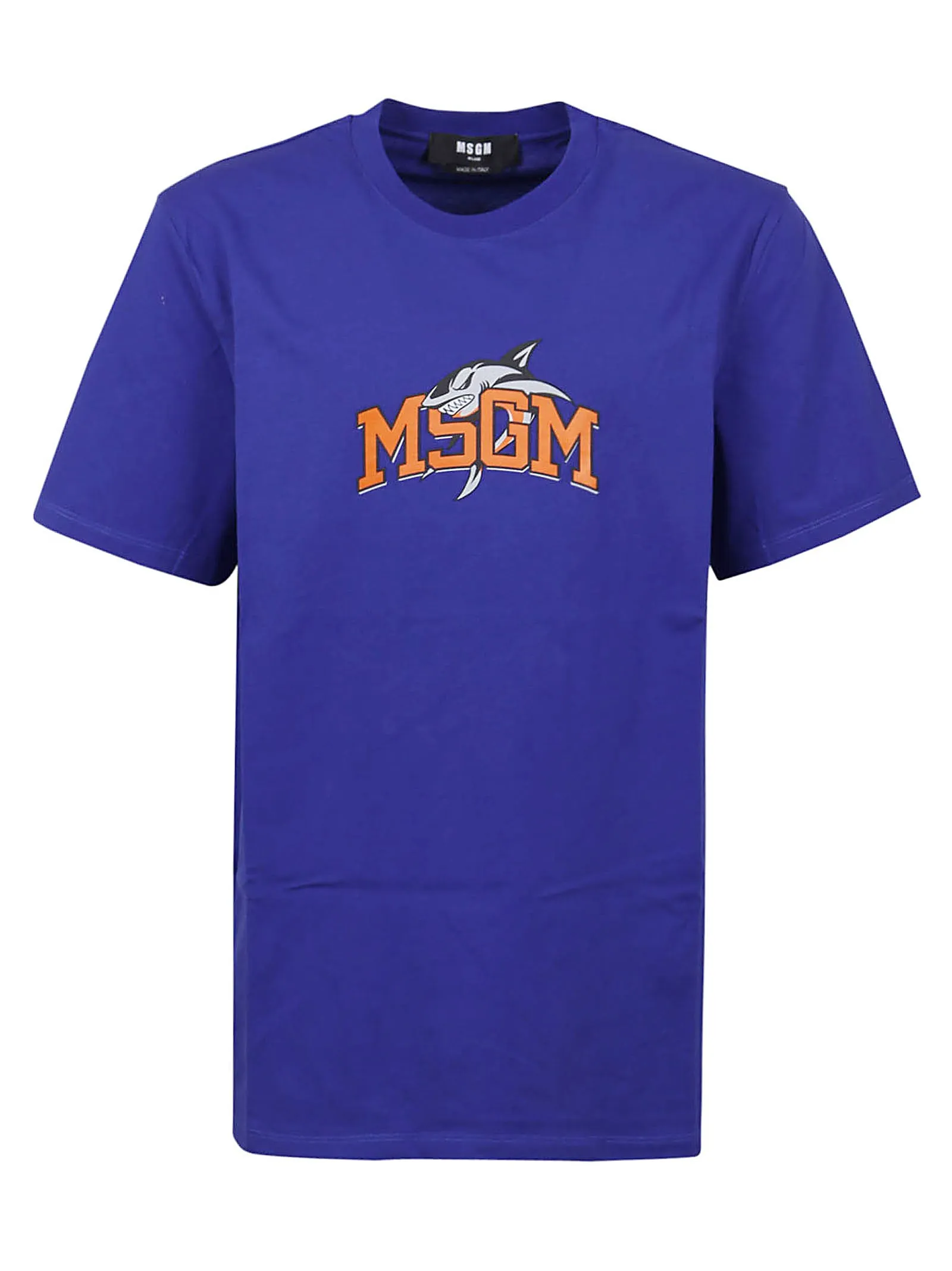 MSGM Shark Logo Printed Crewneck T-Shirt