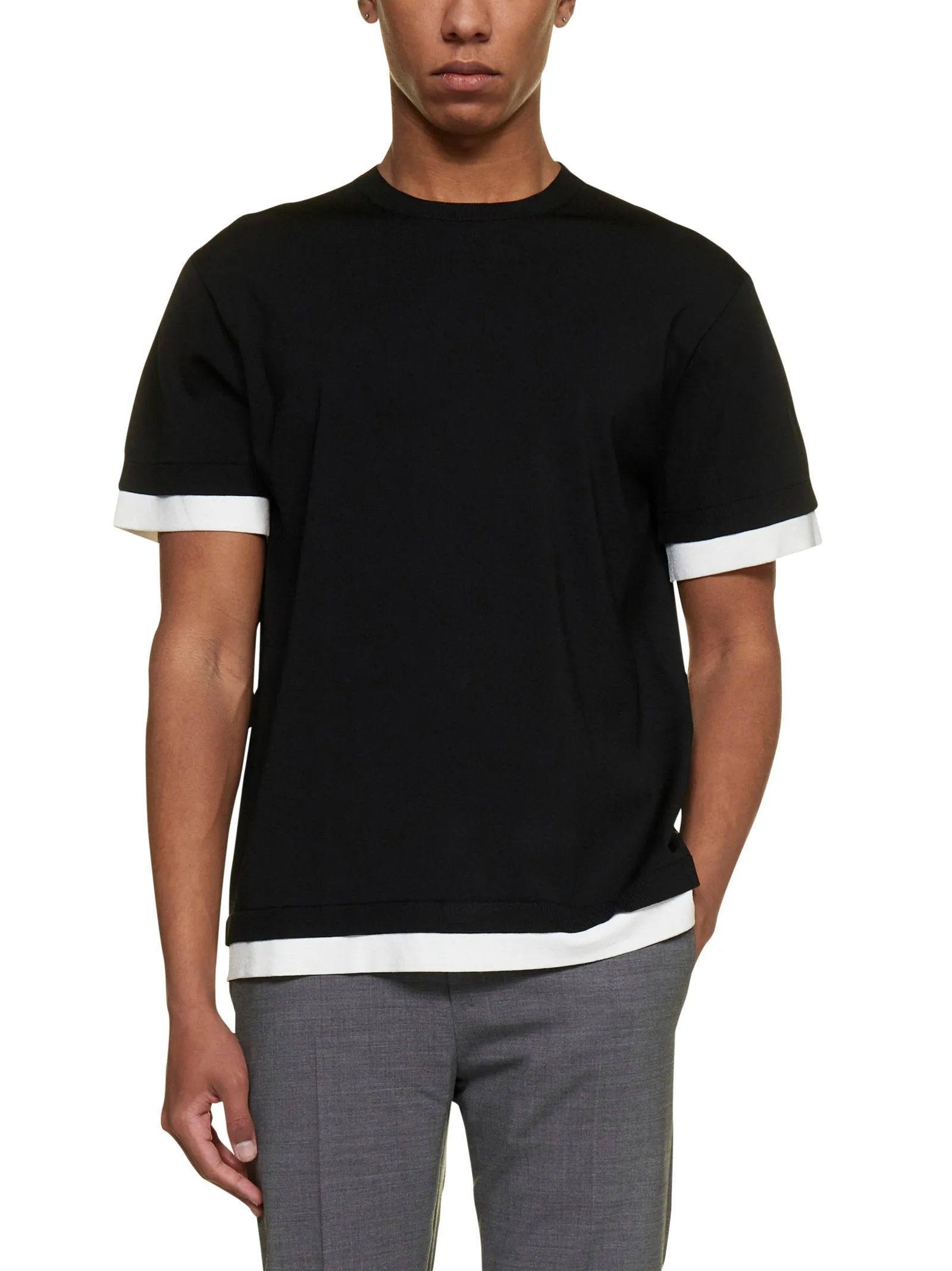 Neil Barrett Contrast Trim Crewneck Knitted T-Shirt