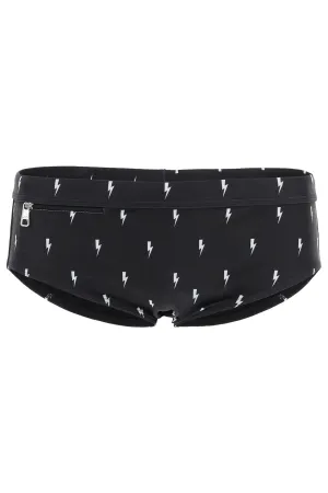 Neil Barrett Thunderbolt Print Swim Briefs