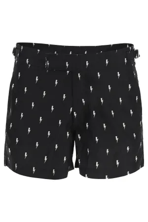 Neil Barrett Thunderbolt Print Swim Trunks