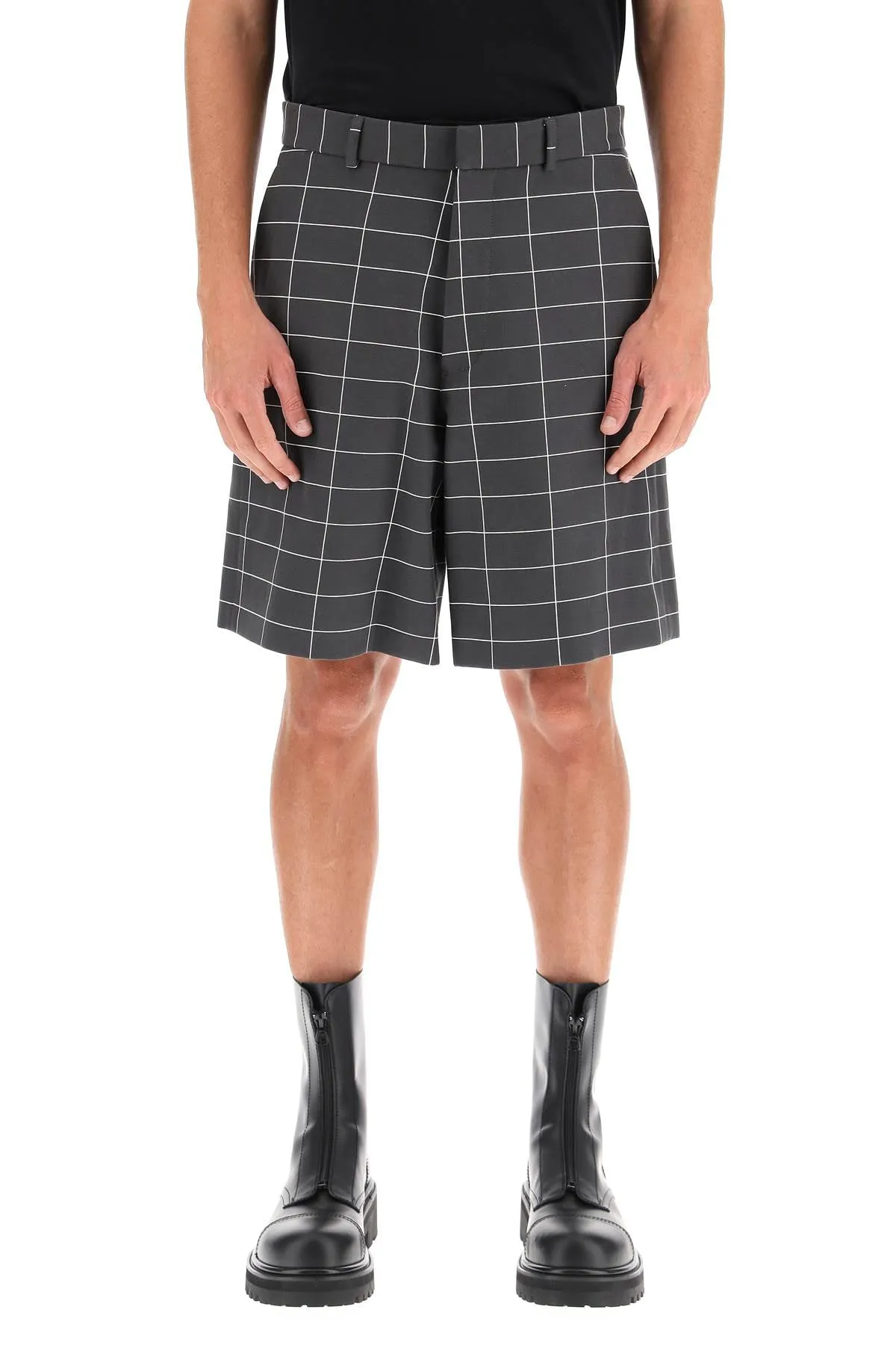 Off-White Checkered Print Shorts