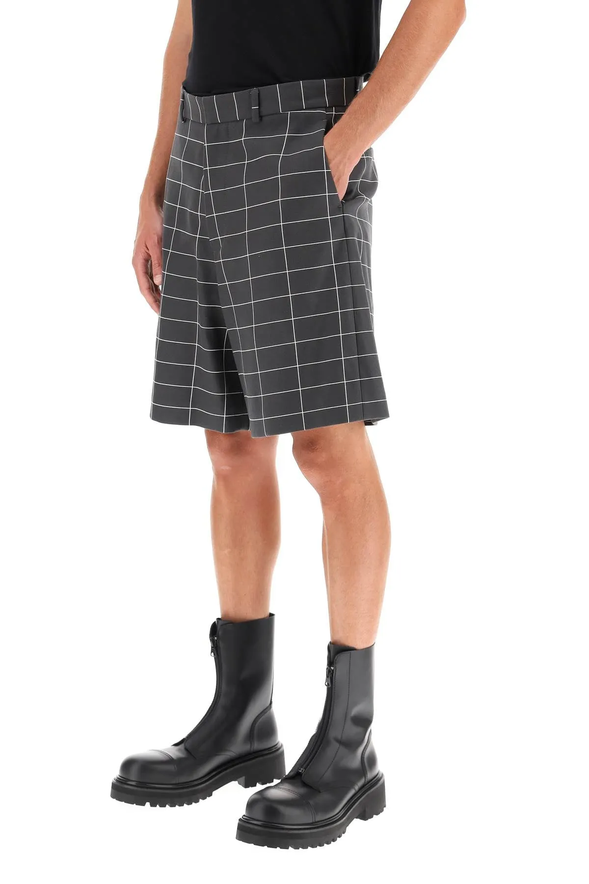 Off-White Checkered Print Shorts