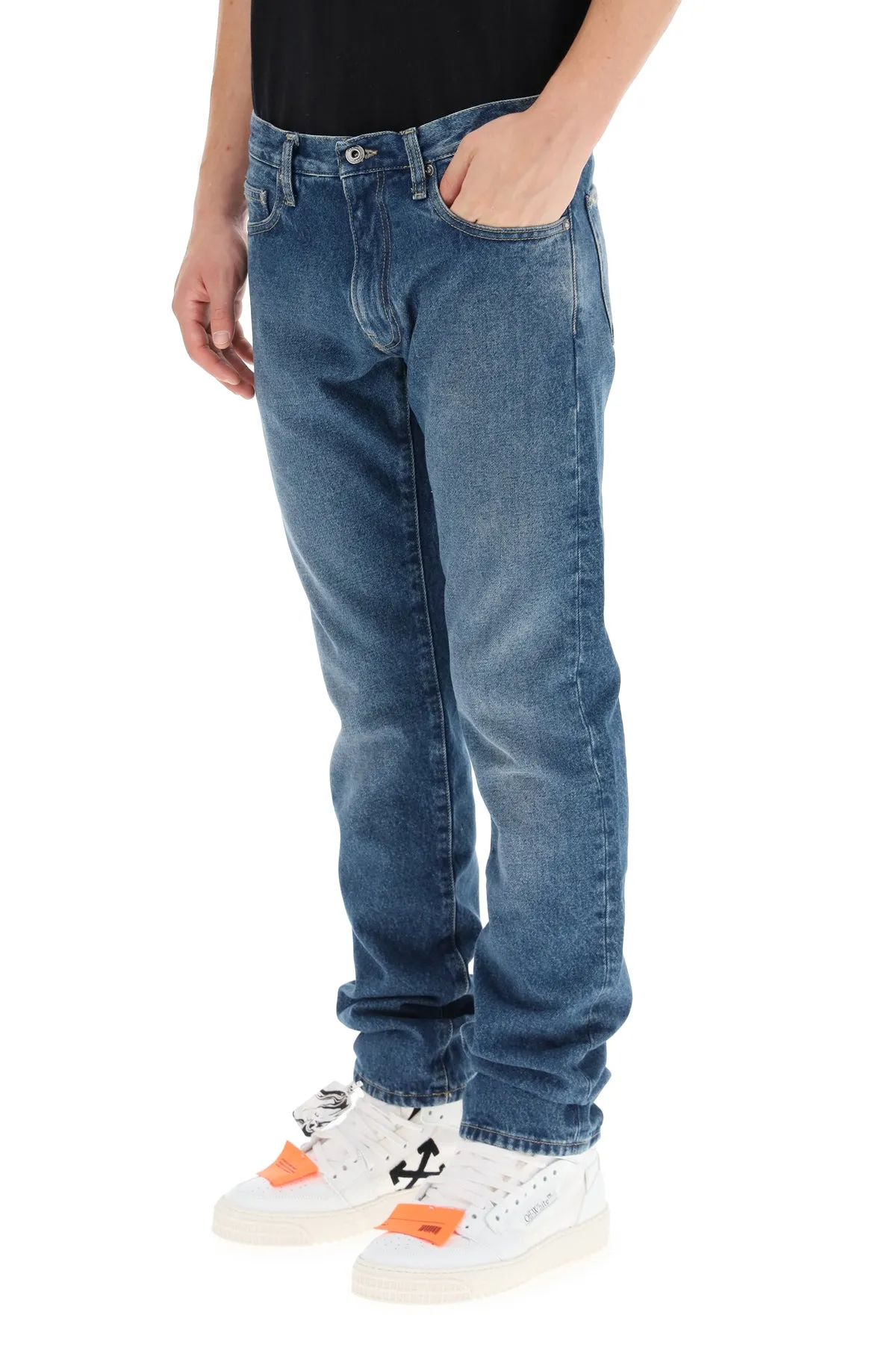 Off-White Logo Patch Slim Fit Jeans