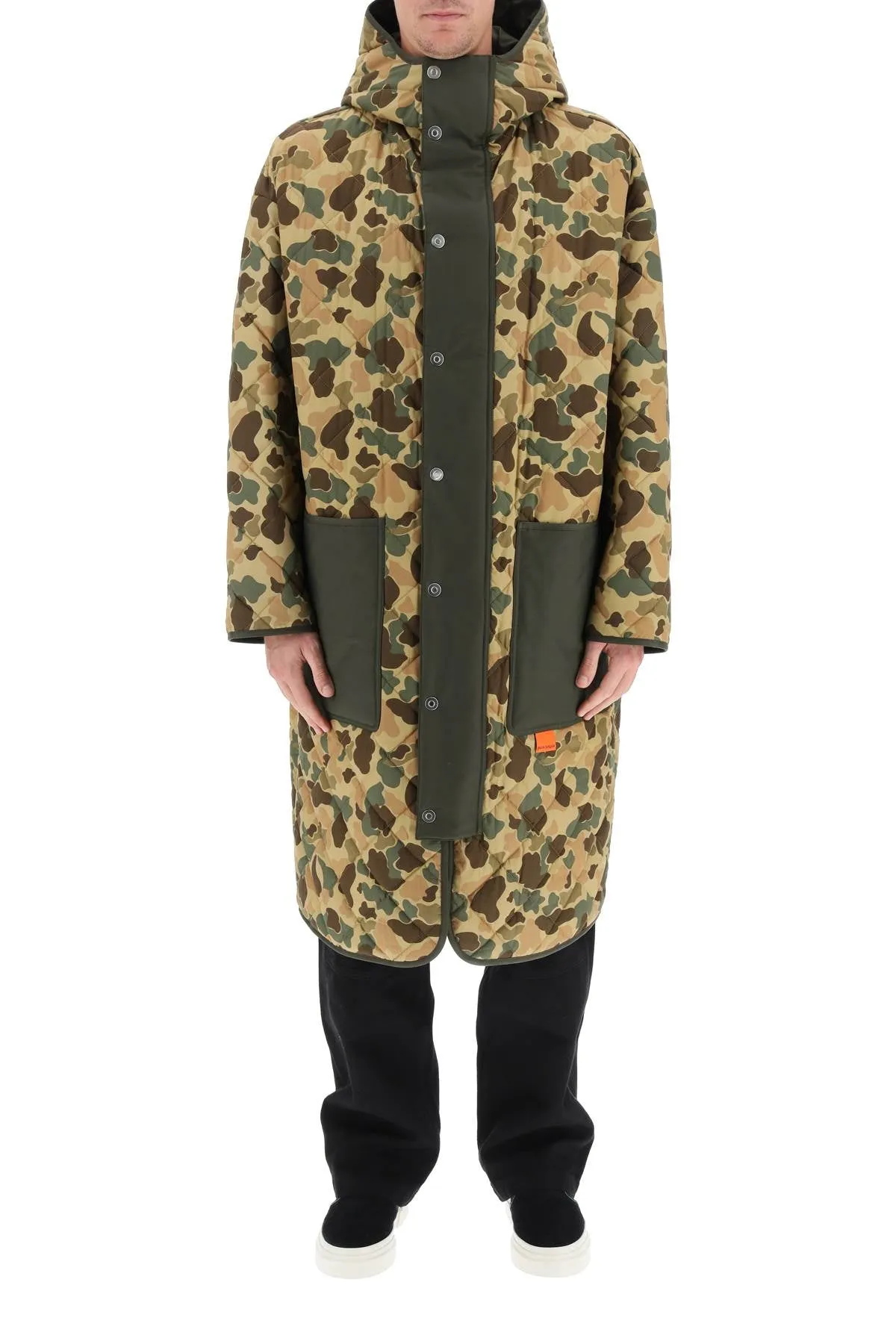 Palm Angels Camouflage Print Padded Midi Coat