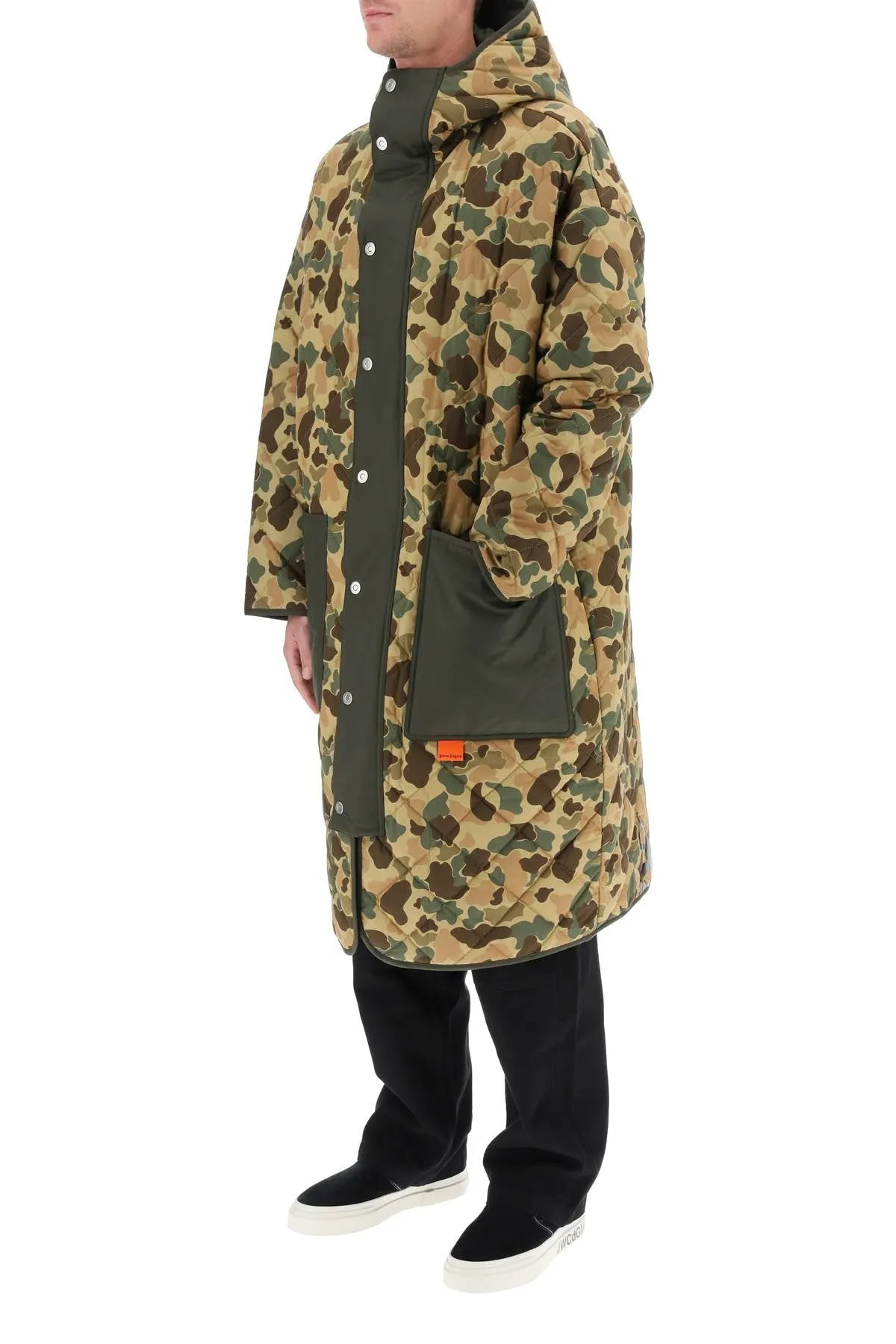 Palm Angels Camouflage Print Padded Midi Coat
