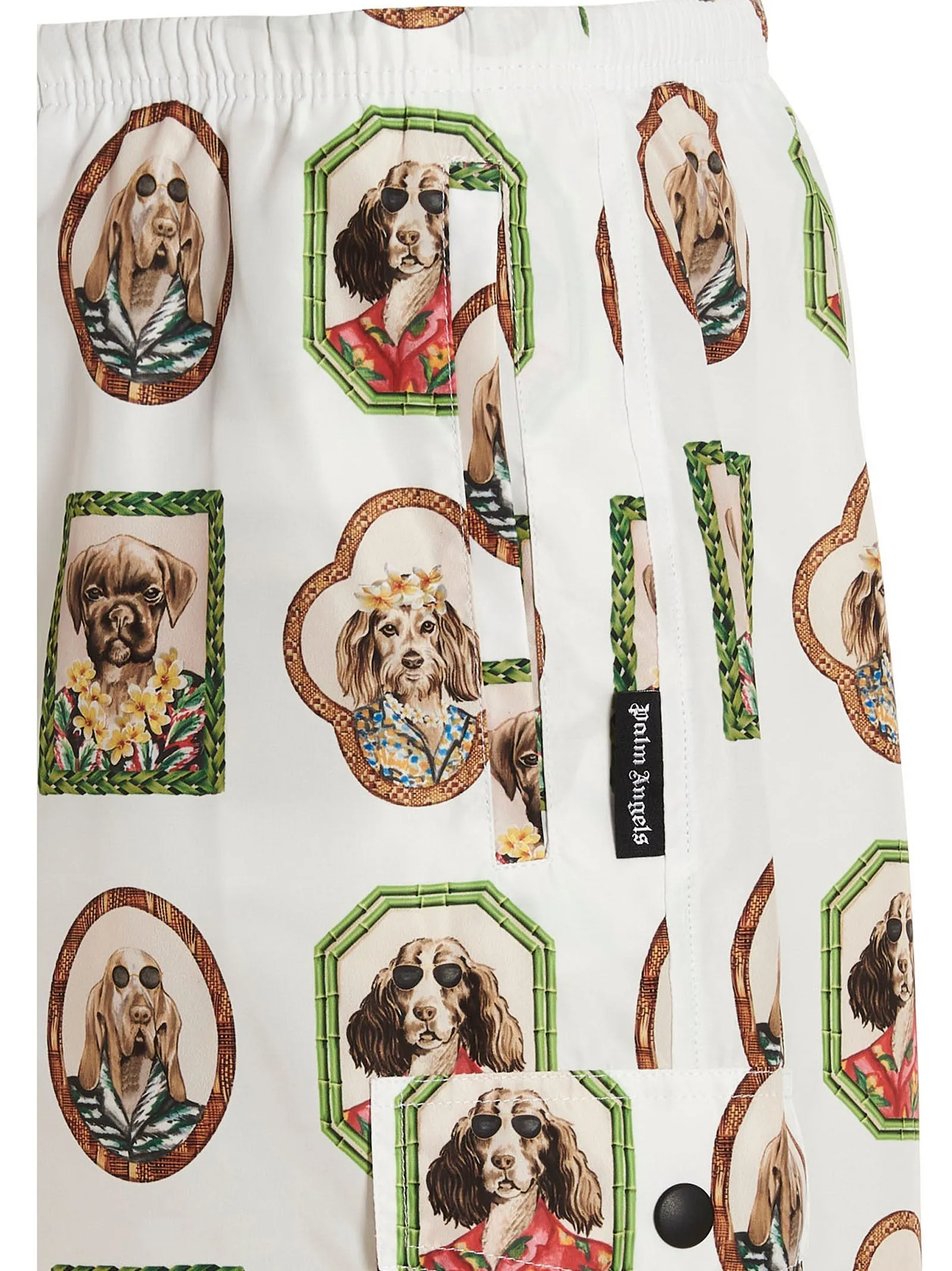 Palm Angels Hawaiian Dog Printed Elasticated Waistband Swim Shorts