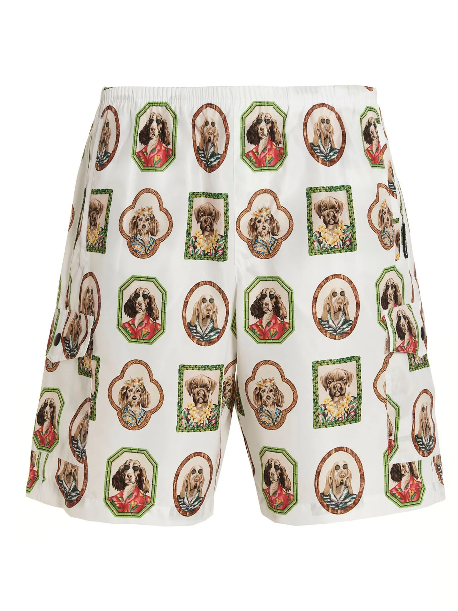 Palm Angels Hawaiian Dog Printed Elasticated Waistband Swim Shorts