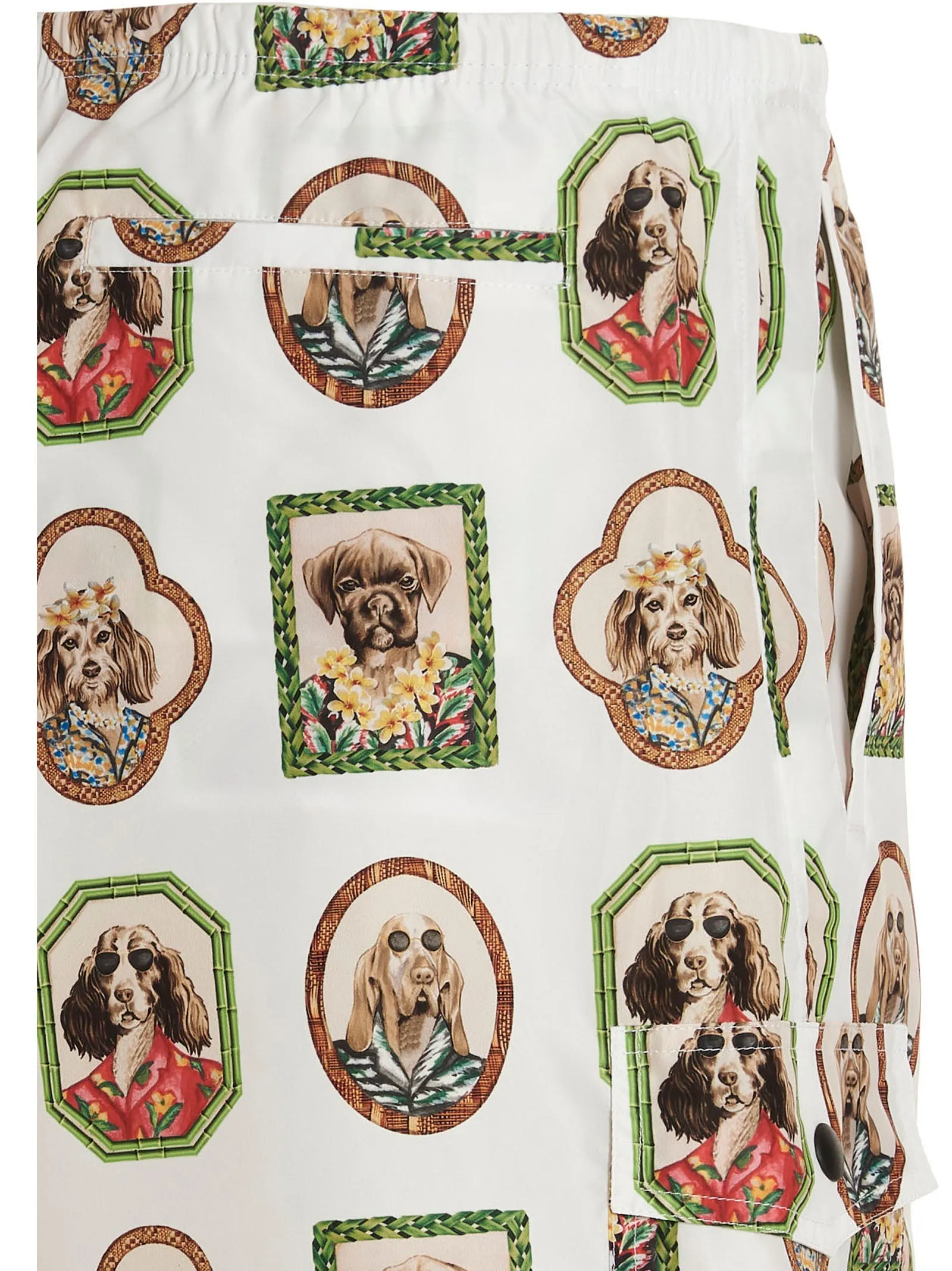 Palm Angels Hawaiian Dog Printed Elasticated Waistband Swim Shorts