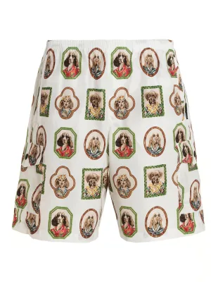Palm Angels Hawaiian Dog Printed Elasticated Waistband Swim Shorts