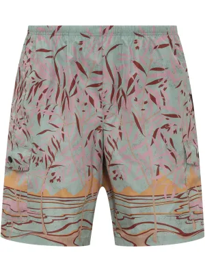 Palm Angels Lagoon-Printed Elasticated Waist Swim Shorts