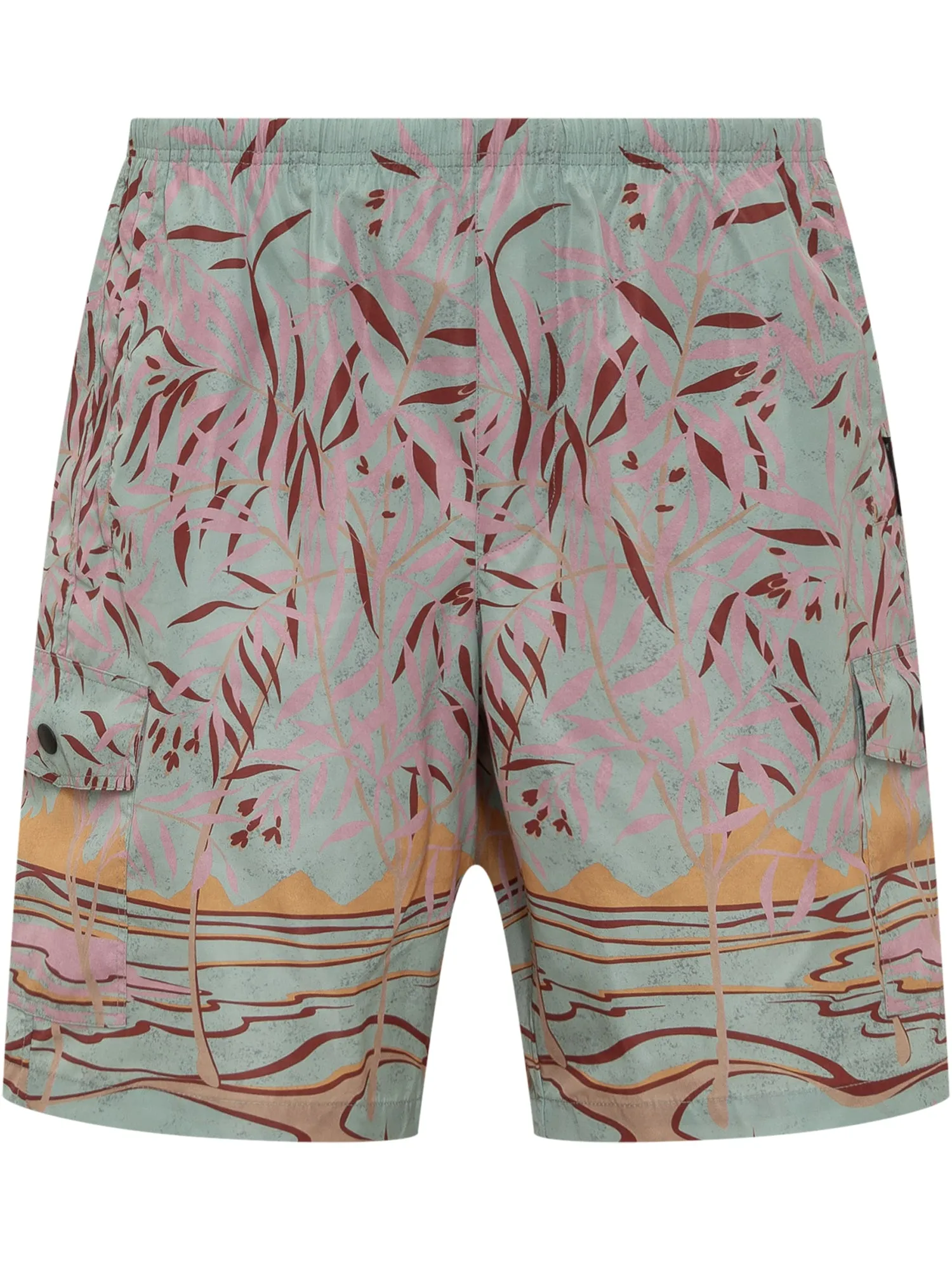 Palm Angels Lagoon-Printed Elasticated Waist Swim Shorts