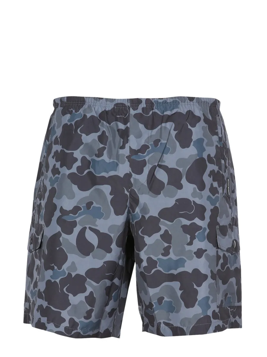 Palm Angels Logo Patch Camouflage Printed Swim Shorts