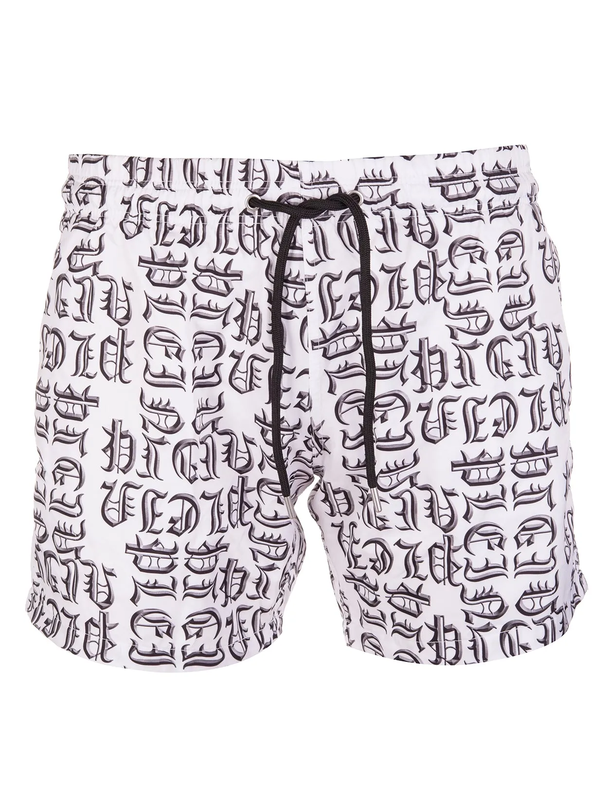 Philipp Plein Gothic Logo Print Swim Shorts