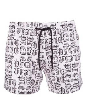 Philipp Plein Gothic Logo Print Swim Shorts