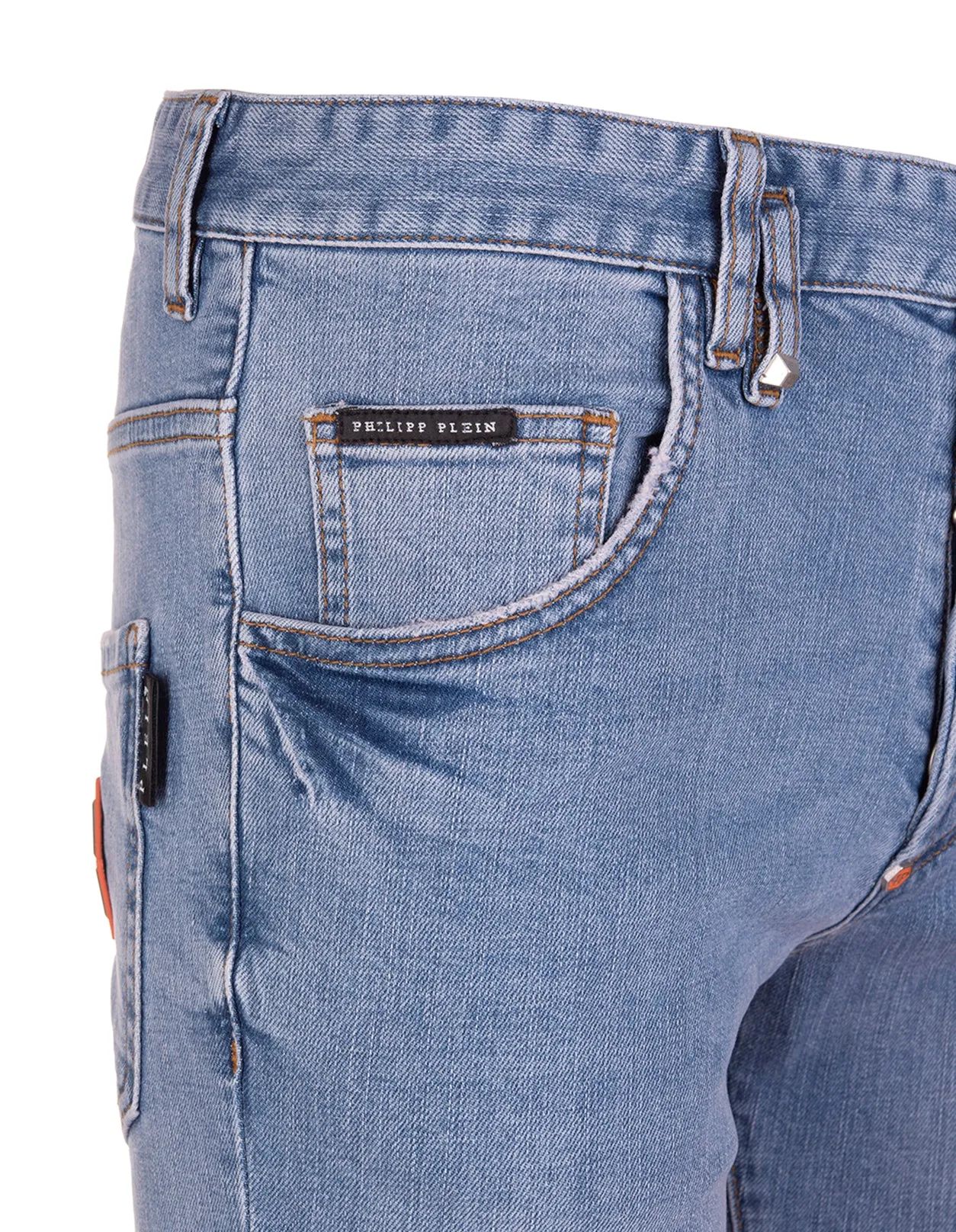 Philipp Plein Logo Patch Slim Cut Jeans