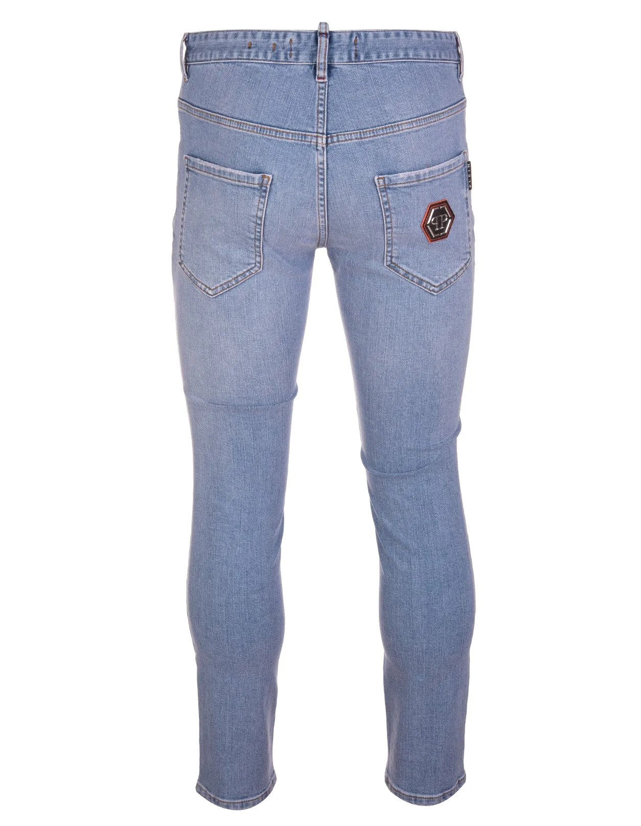 Philipp Plein Logo Patch Slim Cut Jeans