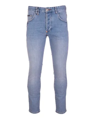 Philipp Plein Logo Patch Slim Cut Jeans