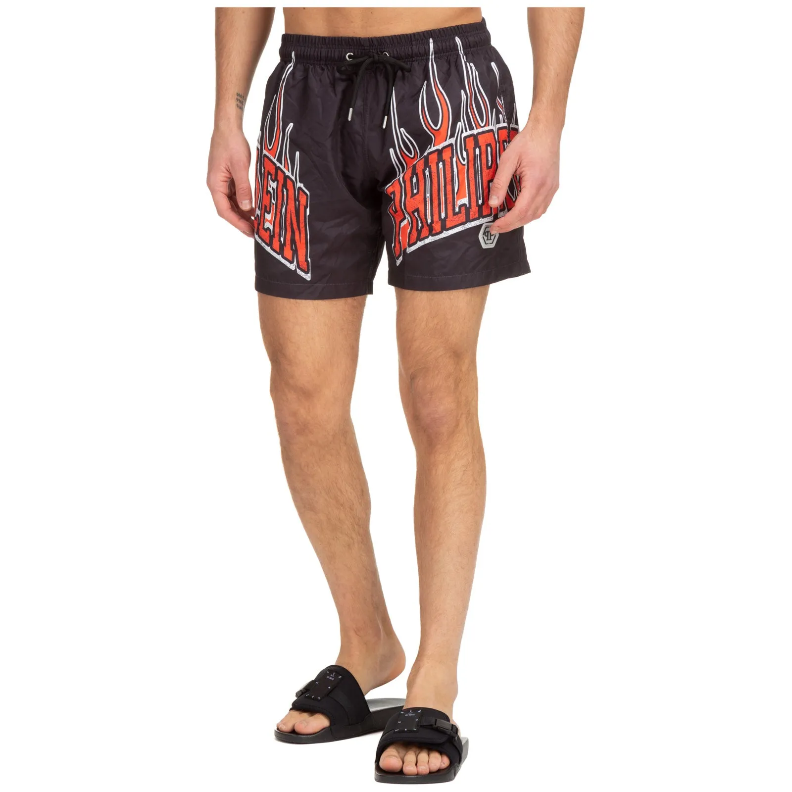 Philipp Plein Logo Printed Drawstring Swim Shorts
