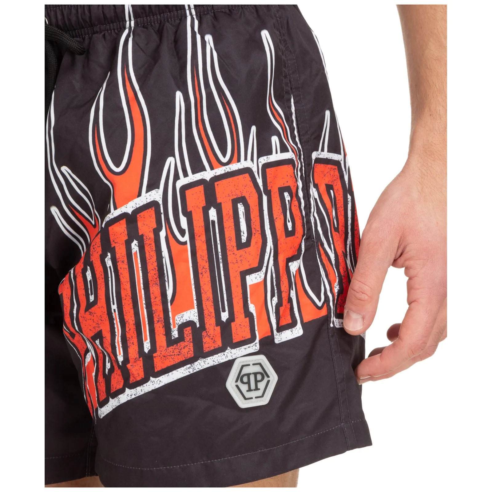 Philipp Plein Logo Printed Drawstring Swim Shorts