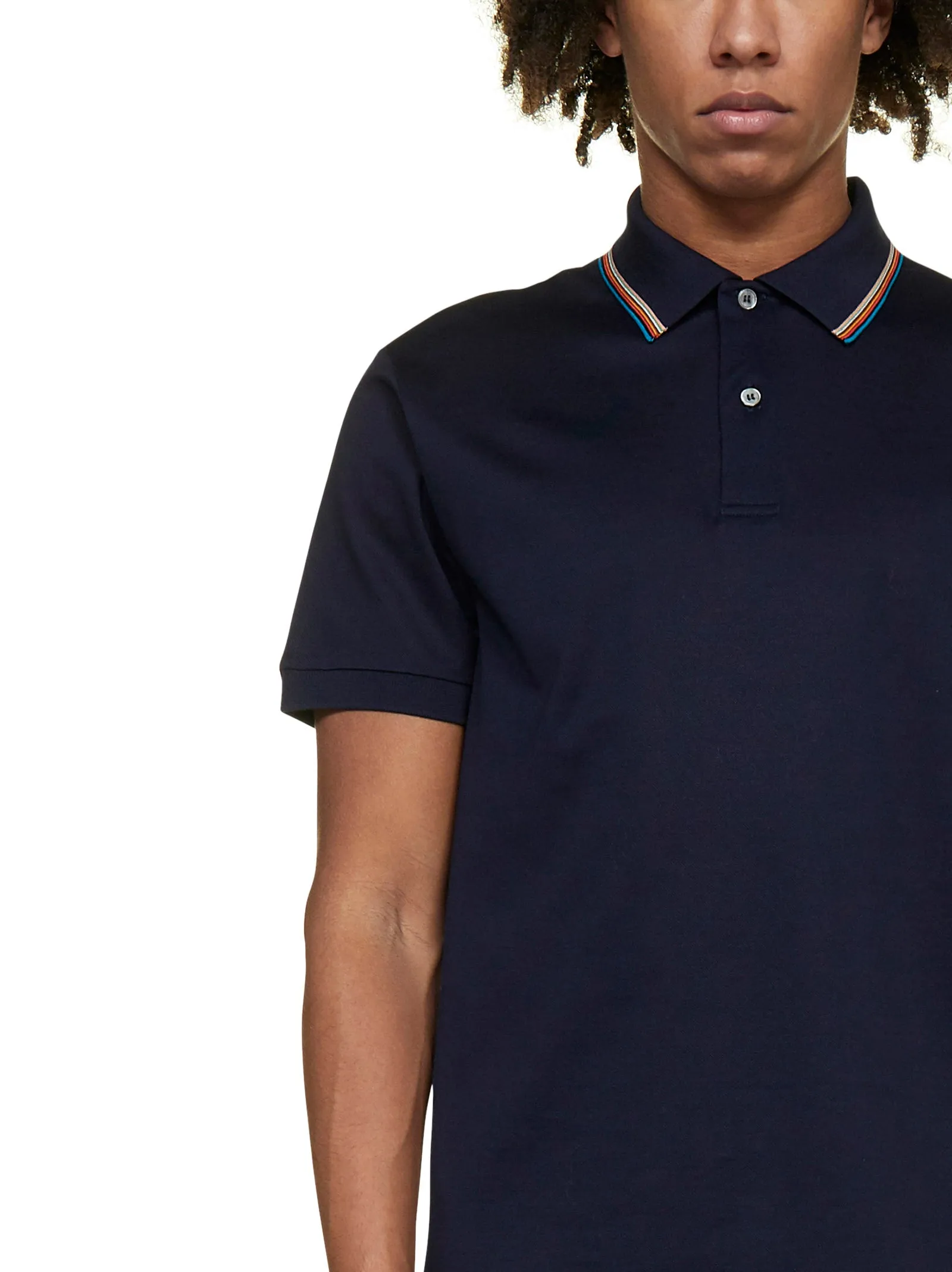 PS Paul Smith Rainbow Stripe-Trim Polo Shirt