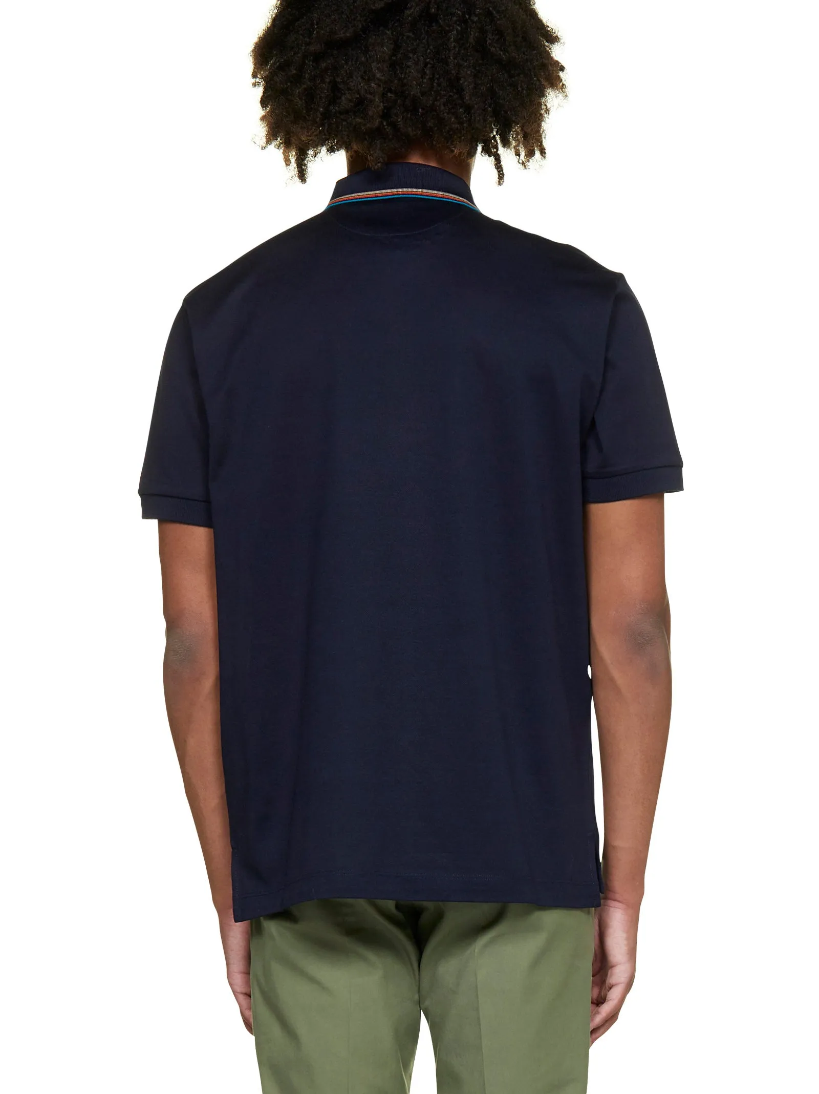 PS Paul Smith Rainbow Stripe-Trim Polo Shirt