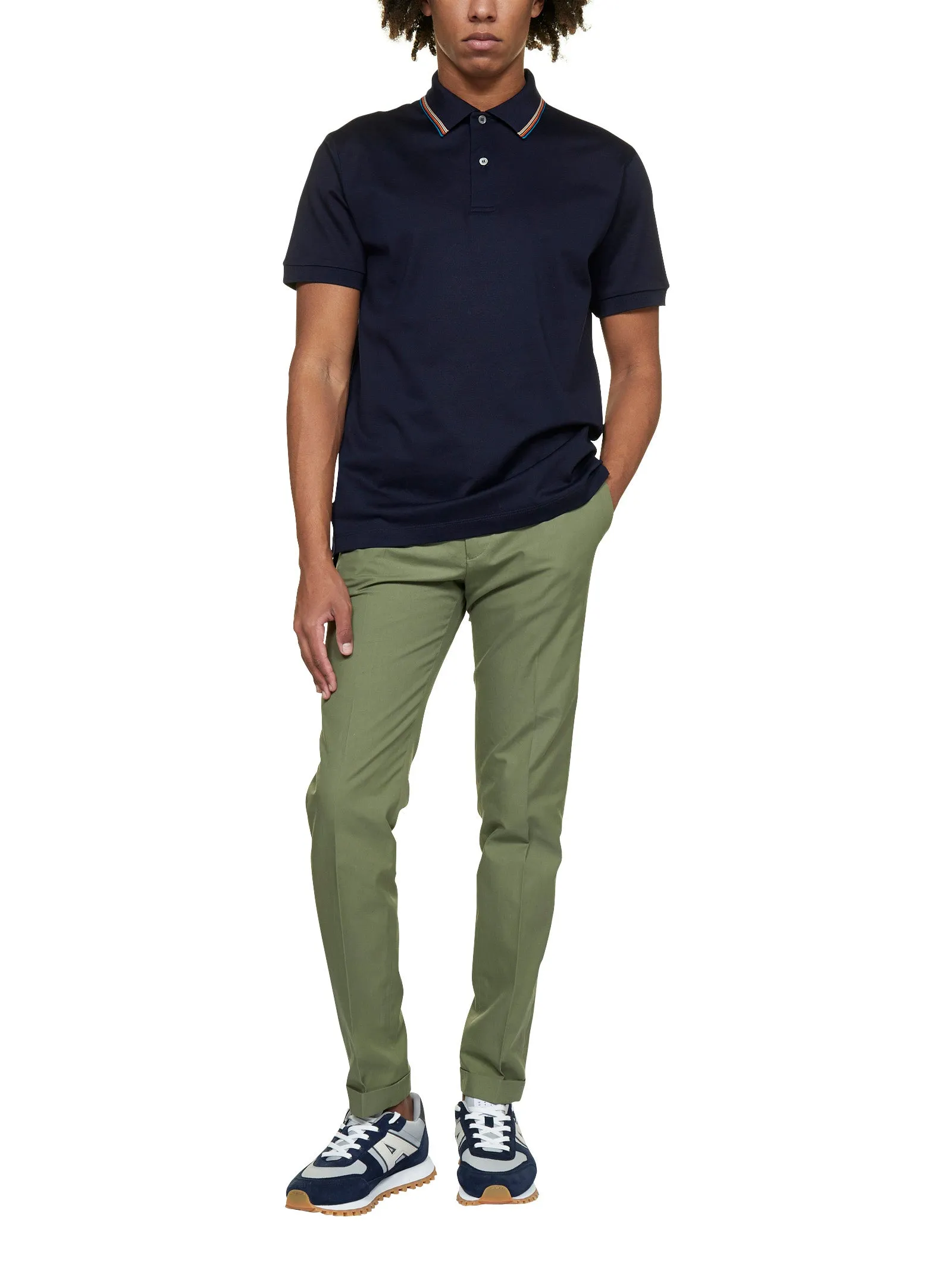 PS Paul Smith Rainbow Stripe-Trim Polo Shirt