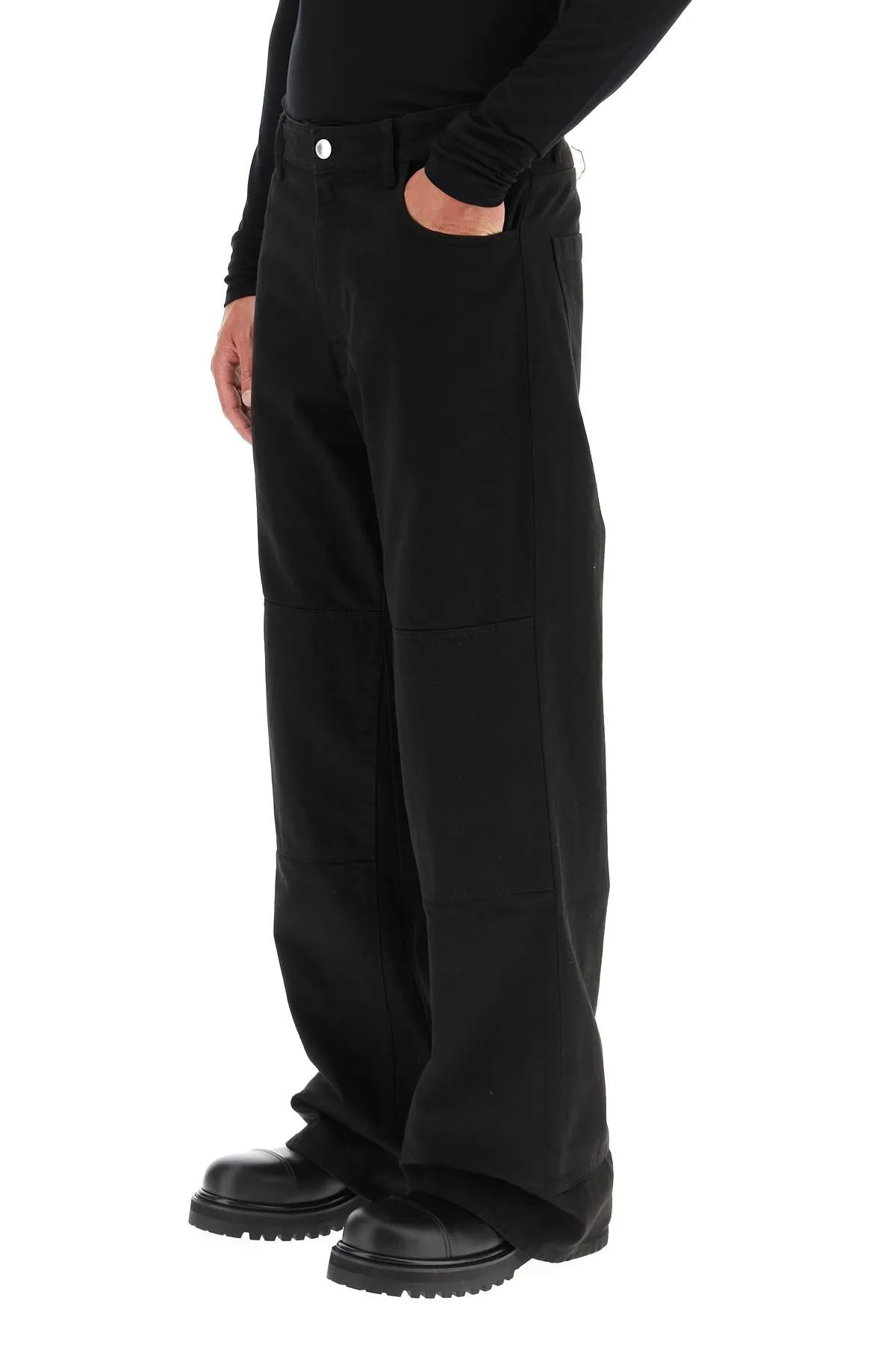 Raf Simons Wide Leg Logo Patch Jeans
