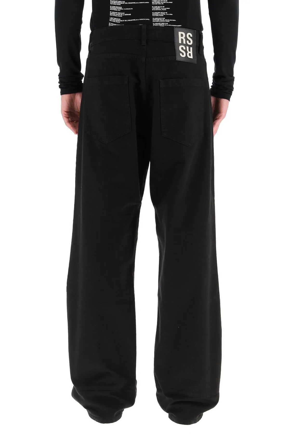 Raf Simons Wide Leg Logo Patch Jeans