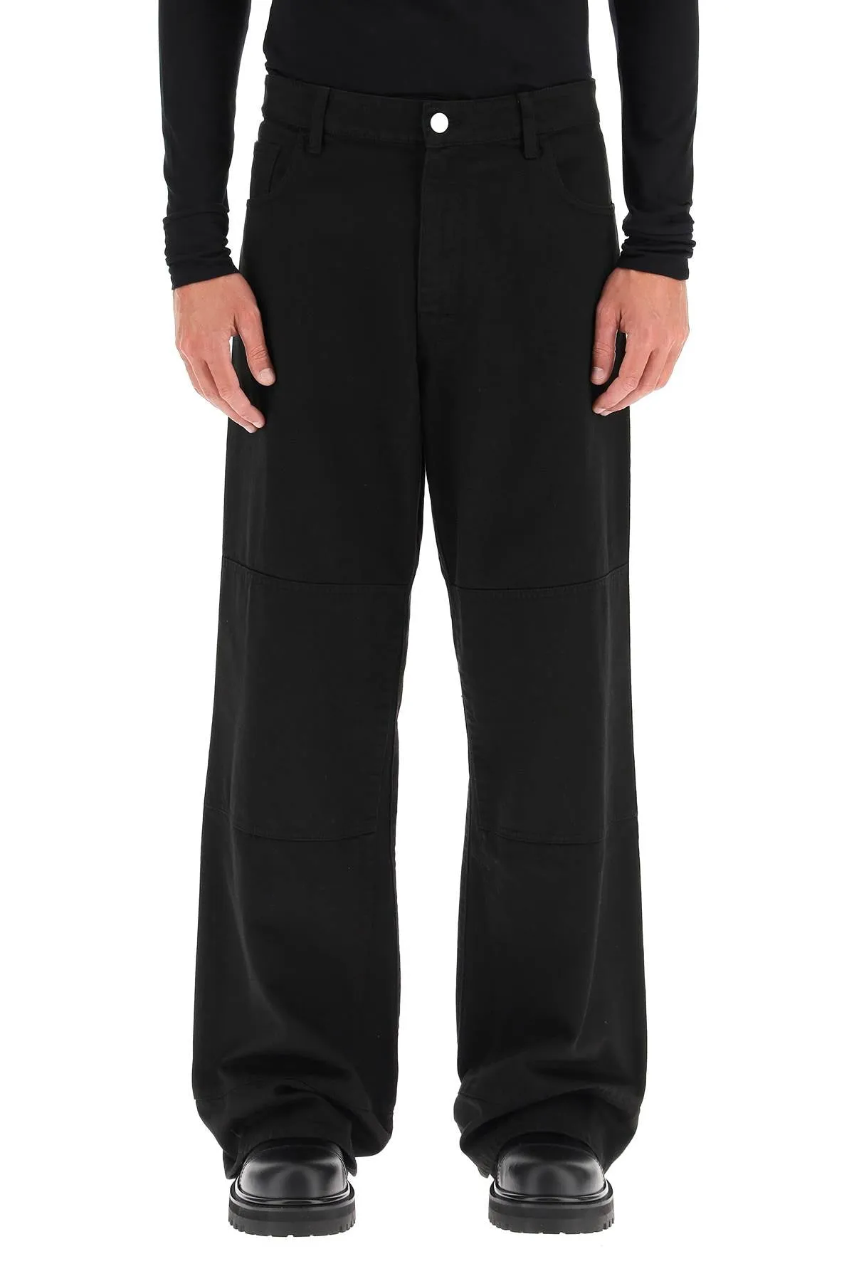 Raf Simons Wide Leg Logo Patch Jeans