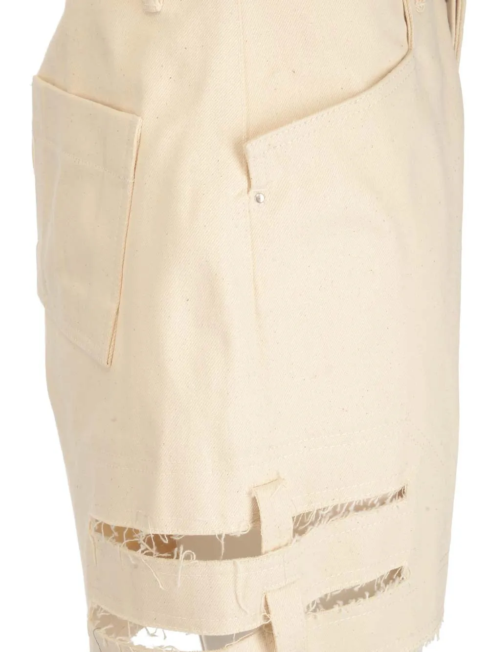 Rick Owens Cut-Out Detailed Denim Shorts