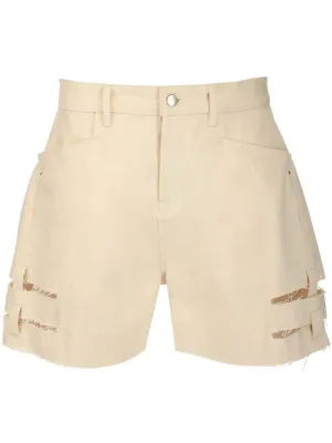 Rick Owens Cut-Out Detailed Denim Shorts