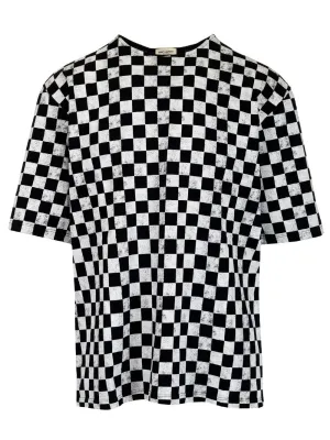 Saint Laurent Check Printed Crewneck T-Shirt