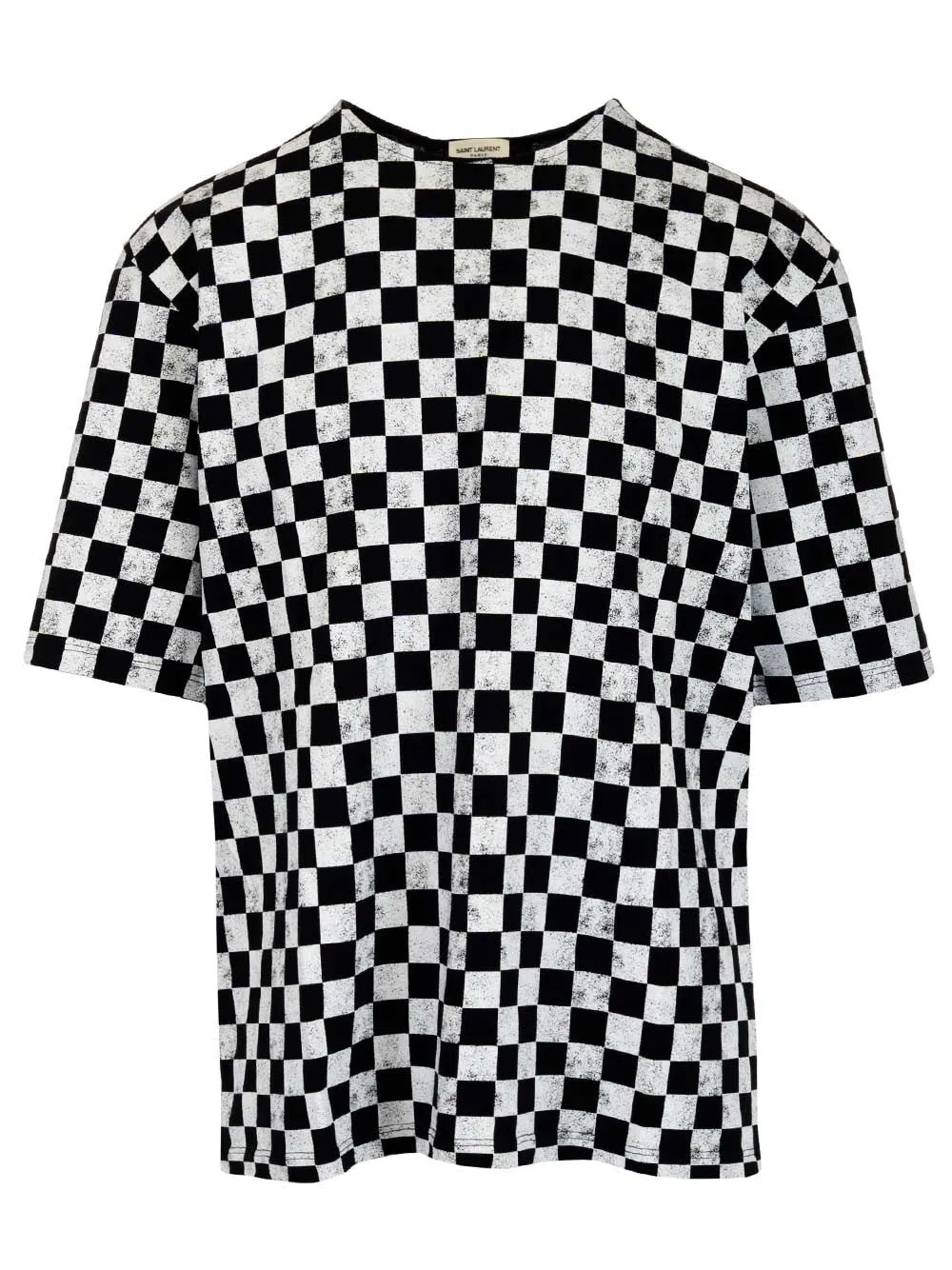 Saint Laurent Check Printed Crewneck T-Shirt