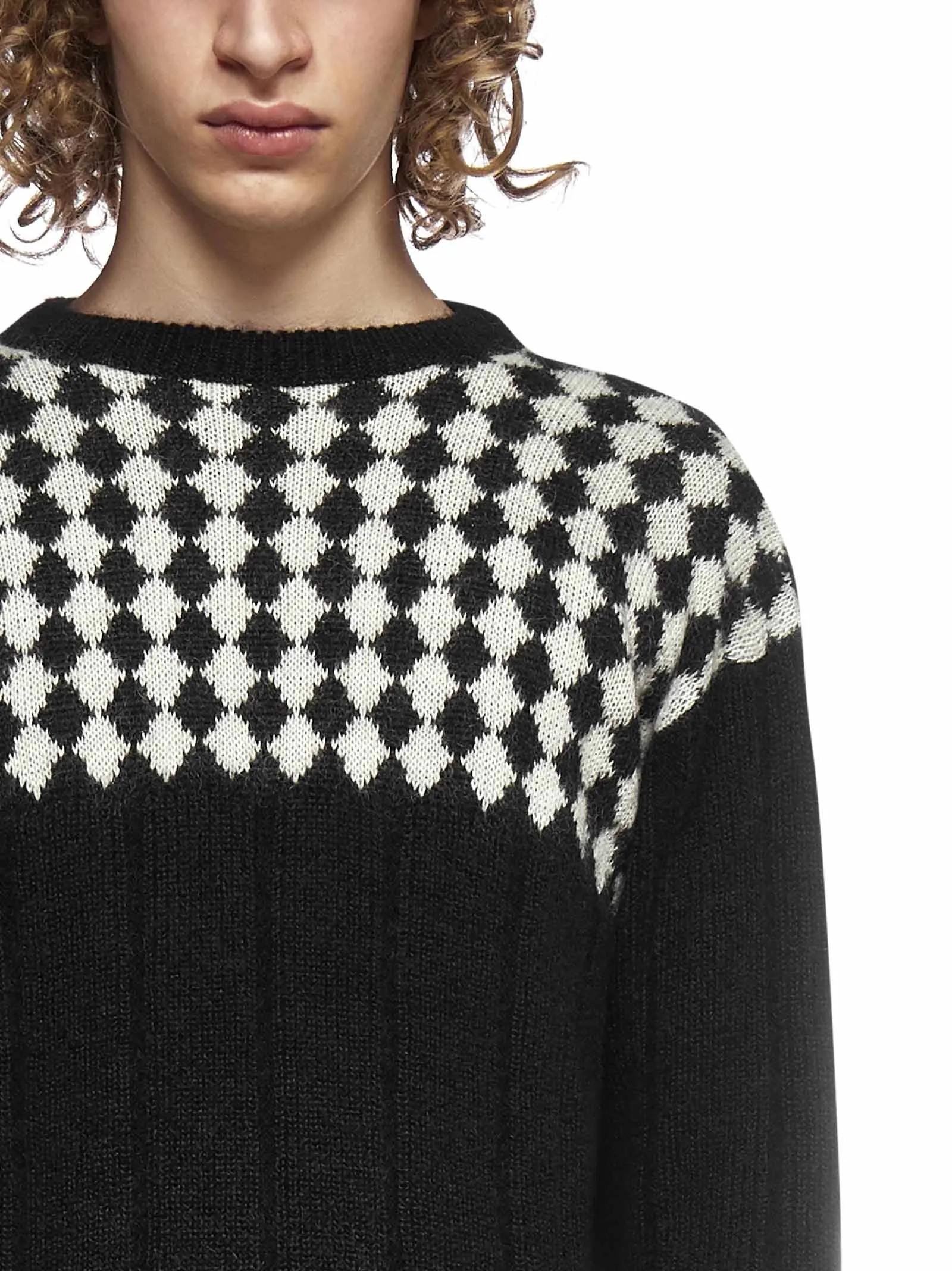 Saint Laurent Diamond Pattern Knit Sweater