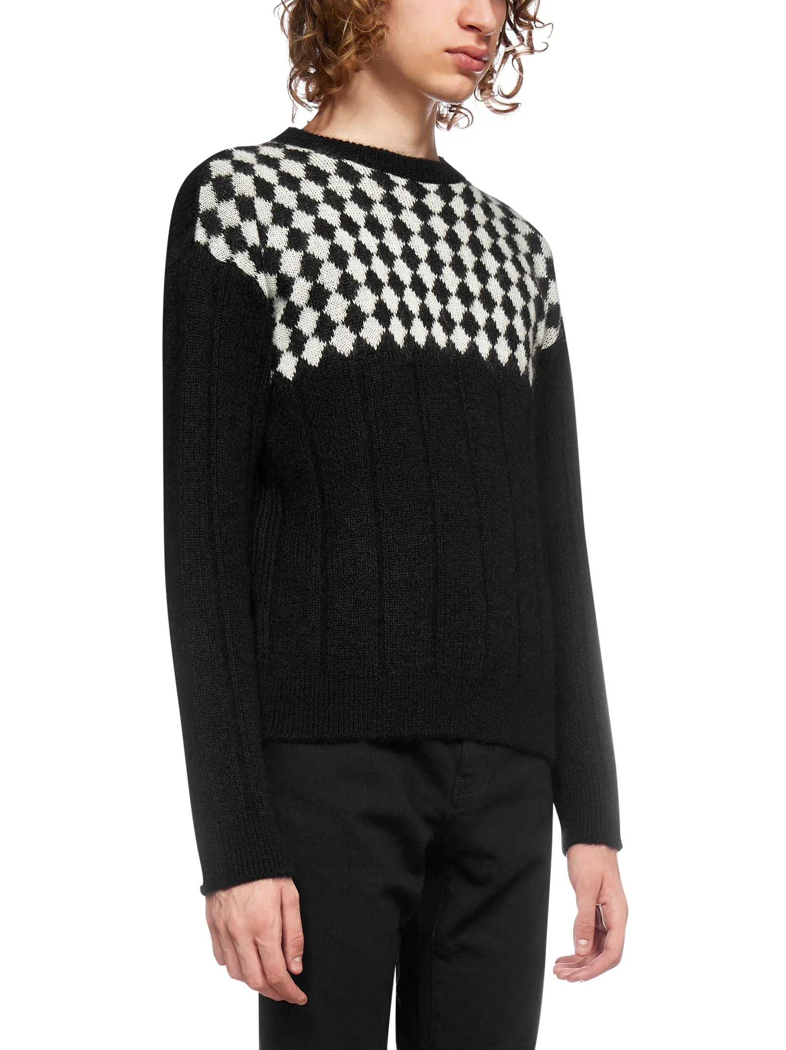Saint Laurent Diamond Pattern Knit Sweater