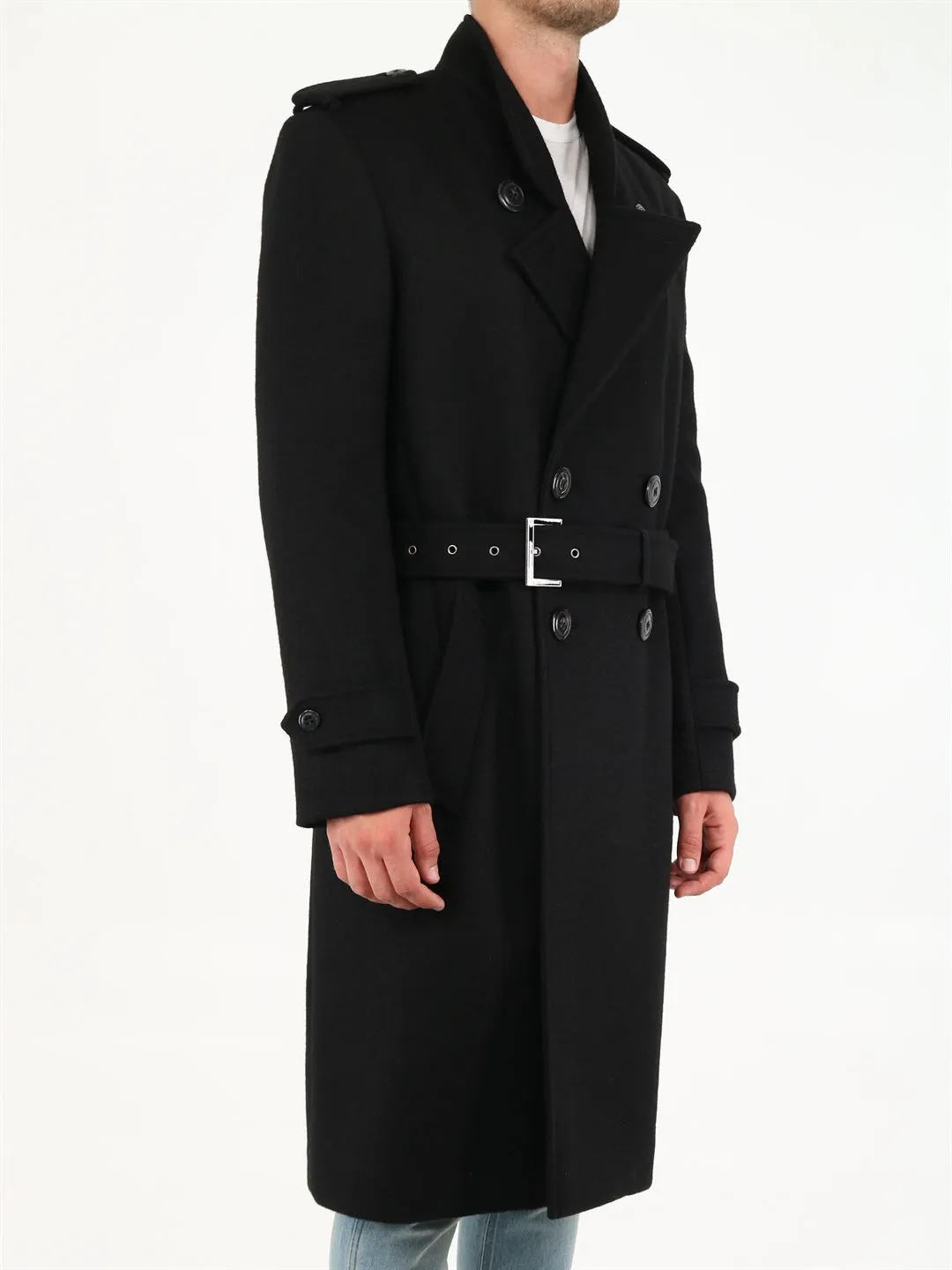 Saint Laurent Double Breasted Trench Coat