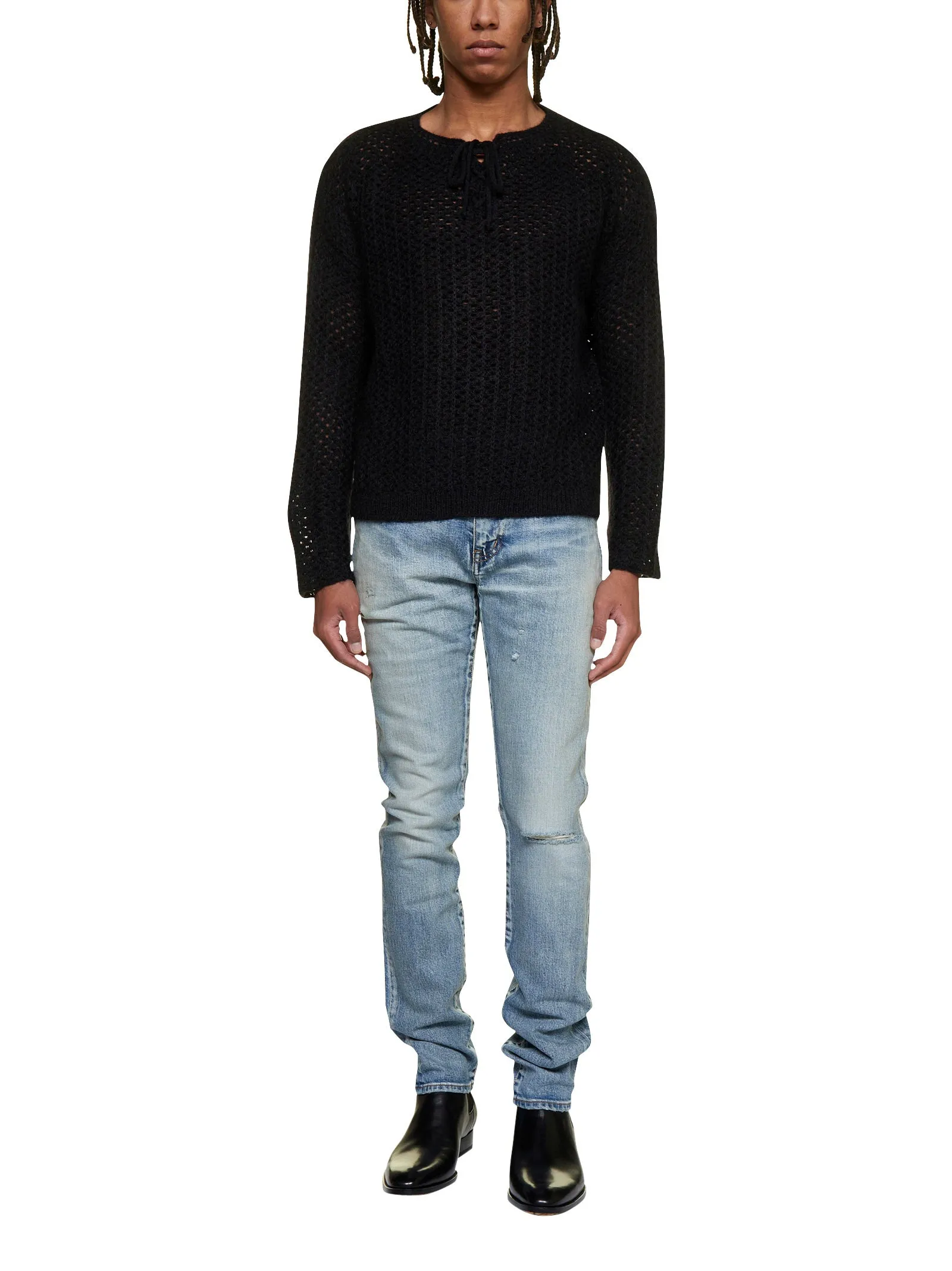 Saint Laurent Lace-Up Drawstring Sweater