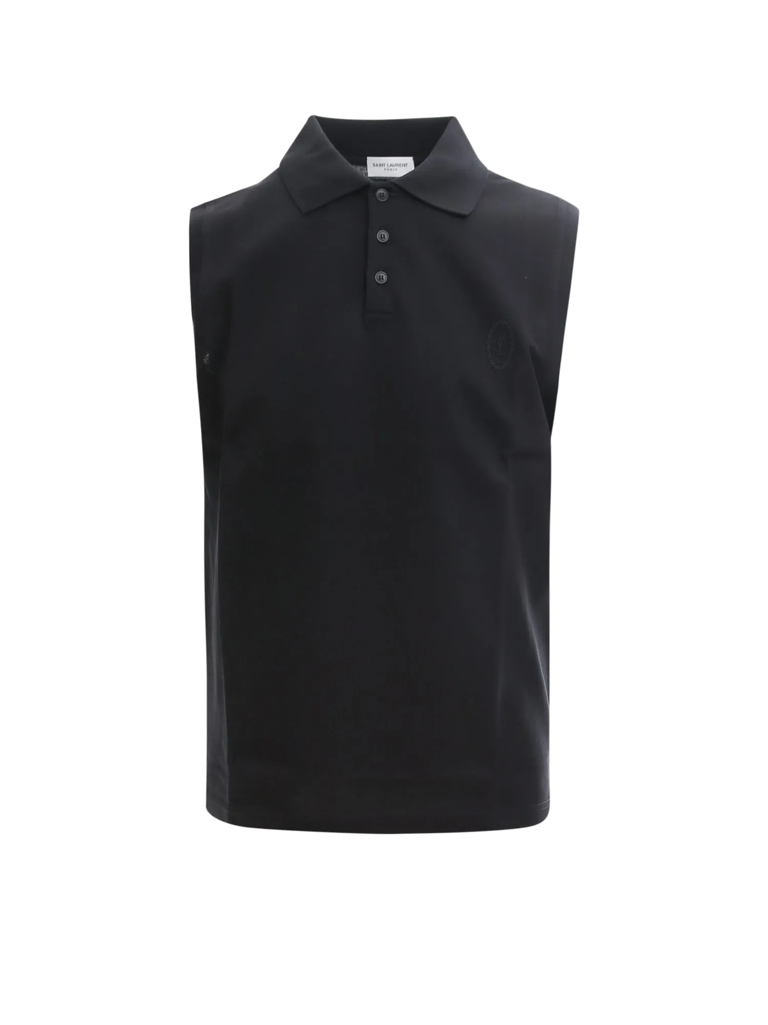 Saint Laurent Logo Embroidered Sleeveless Polo Shirt