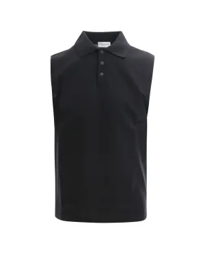 Saint Laurent Logo Embroidered Sleeveless Polo Shirt