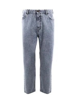 Saint Laurent Marble Effect Cropped Jeans