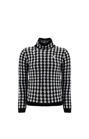 Saint Laurent Turtleneck Allover Diamond Motif Sweater